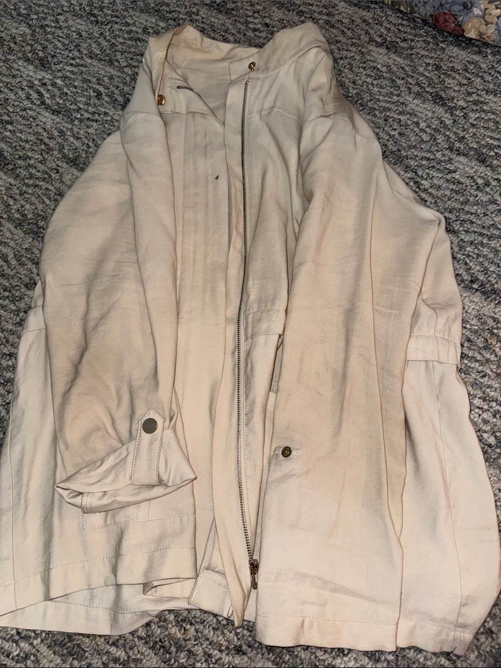 a new day Light Cream Hooded Utility Jacket with Snap Details